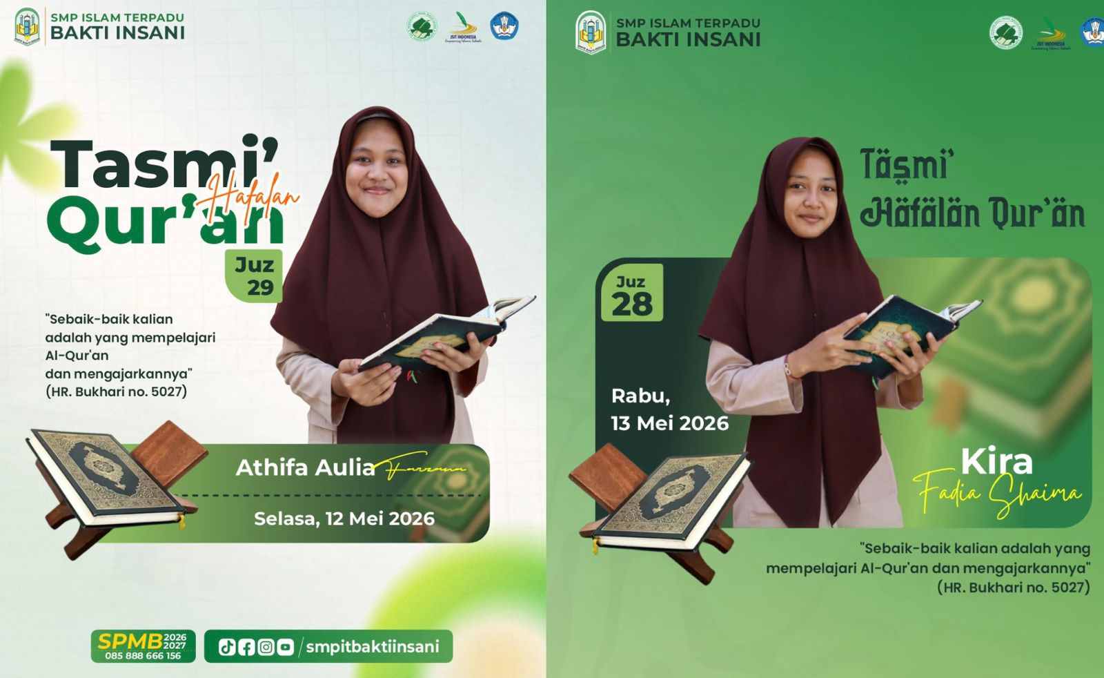 Menjelang Akhir Tahun Ajaran, 4 Siswa SMPIT Bakti Insani Sukses Tuntaskan Tasmi’ 1 Juz Sekali Duduk